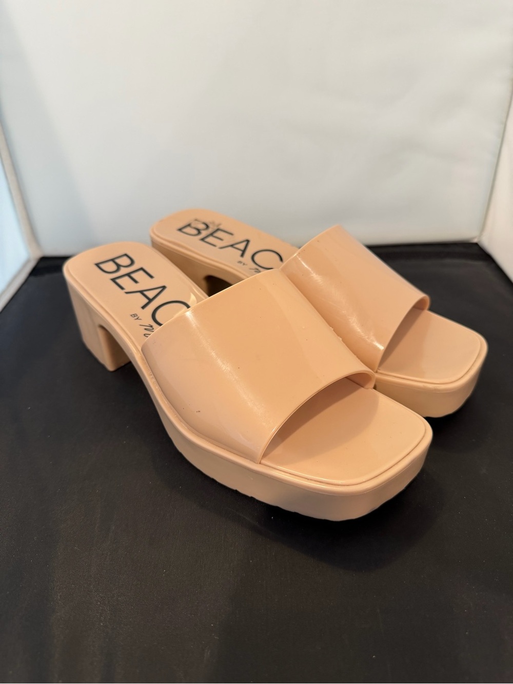 Matisse Beach - Wade Heeled Jelly Sandal Nude Block Chunky Size 8 Basic Neutral